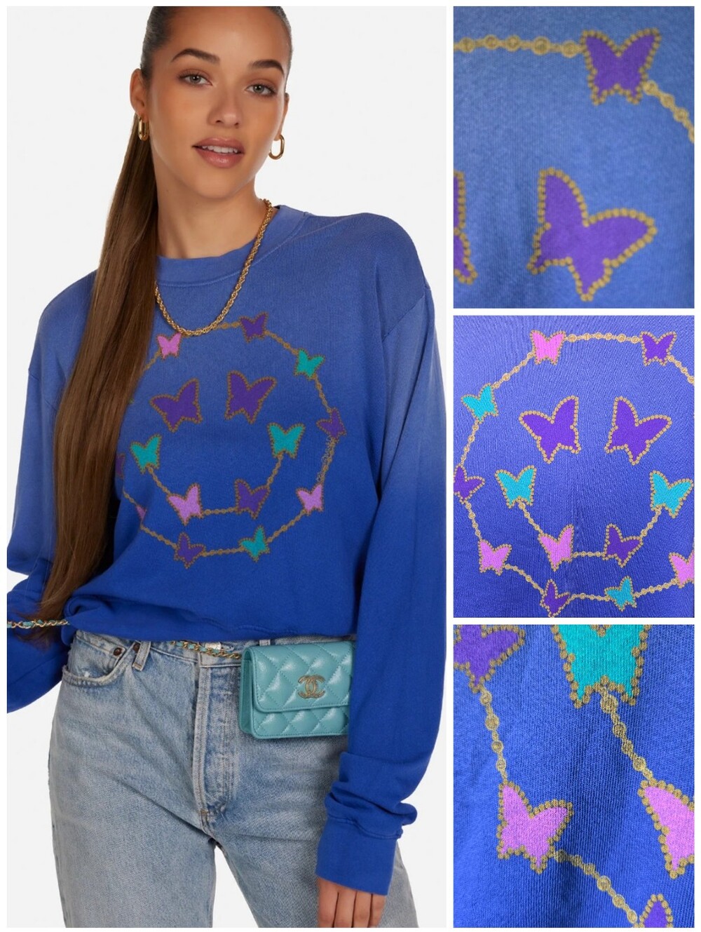 Lauren Moshi Butterfly Charm Happyface spalding sweatshirt